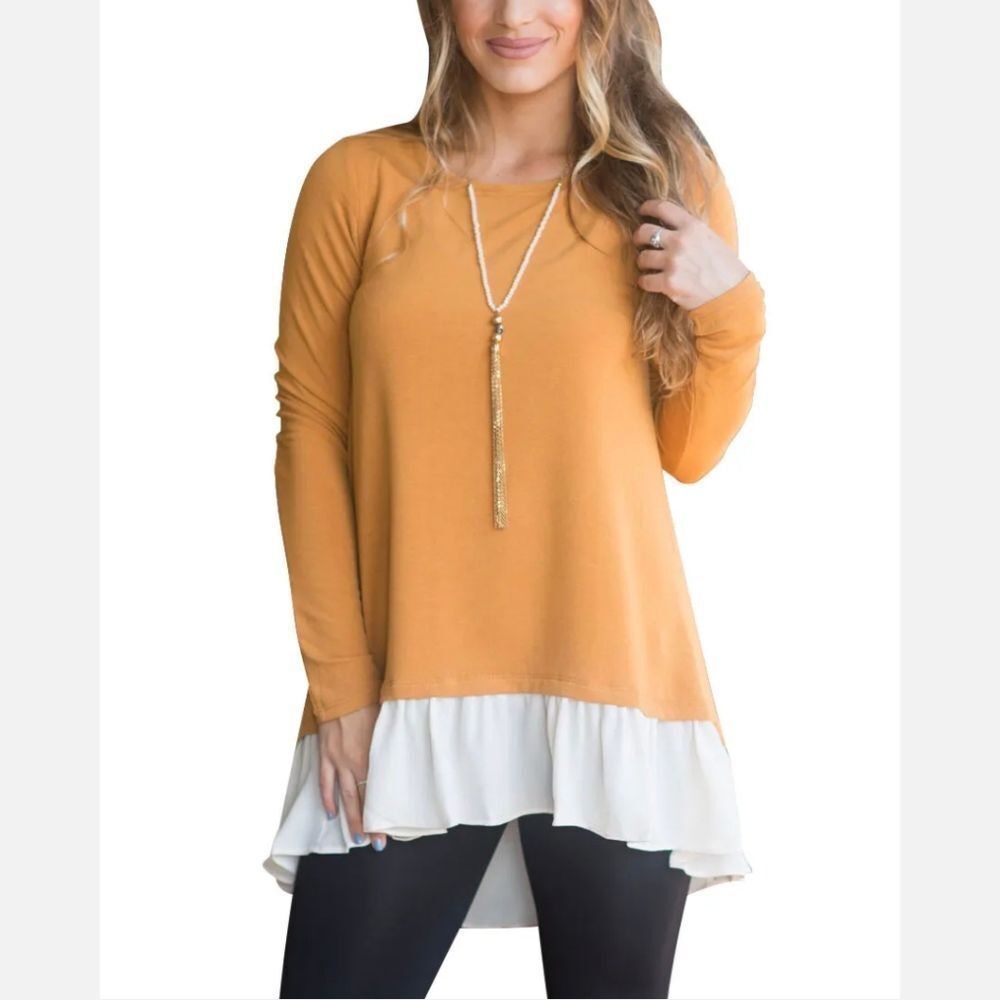 US Womens Winter Long Sleeve Loose Cotton Blend Casual T-Shirt Tunic Tops Blouse